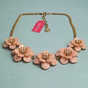 Lilly Pulitzer Statement Necklace Exquisite Flower Bloom Blush Pink Gold…